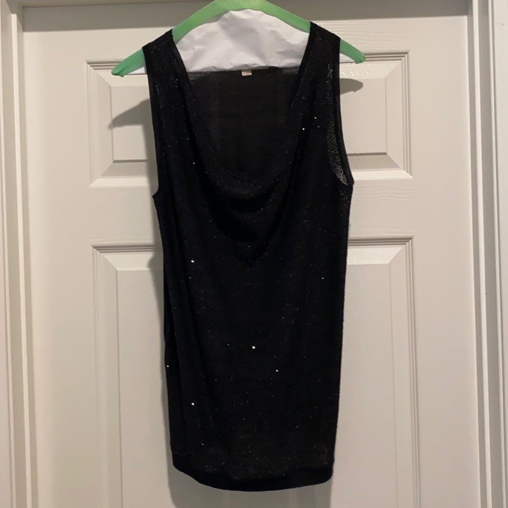 LOFT Black Sequined Cowl Neck Sweater